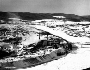 Aerial View of the Madawaska Maine Fraser Mill During Winter