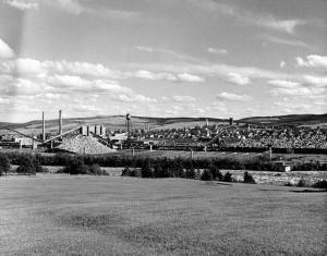 Distant View of the  Edmundston Mill on the Left