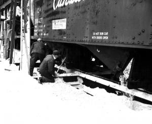Unloading Wood Chips from a Freight Car at the Fraser Mill in Edmundston