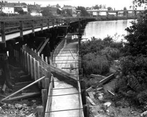 Liquid Waste Transported on Conveyor Toward the Iroquois Retention Basin