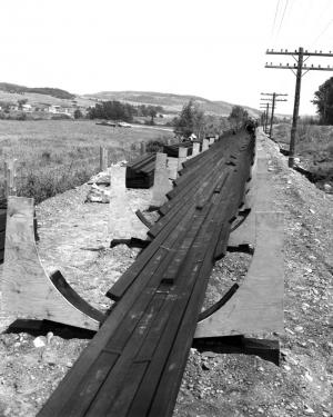 Construction of the Wooden Pipeline Toward the Iroquois Retention Basin