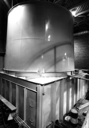 Réservoir d'écorce dans la chaufferie à l'usine Fraser d'Edmundston