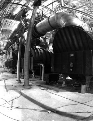 L'vaporateur  l'intrieur du four de rcupration  l'usine Fraser d'Edmundston