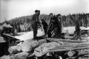 Men Handling Logs