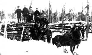 Loggers with a Horse Team