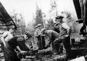 Loggers Cutting with a Two-Handed Saw