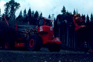 A Tree-Length Harvester with a Load of Timber