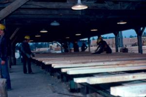 L'entrept de triage de la scierie Fraser de Kedgwick en 1979