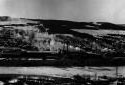 Vue aérienne de l'usine à papier Fraser en hiver