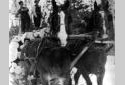 Men on Sled Loaded with Logs