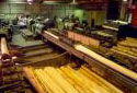 Three Workers Observing the Barkers inside the Fraser Sawmill  in Plaster Rock