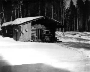 Camp de bois rond près de la rivière Iroquois